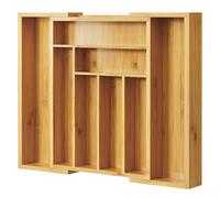 Pipishell Bamboo Cutlery Drawer Organiser - Expandable Cutlery Tray for Kitchen, Adjustable Utensil Organiser for Silverware, Flatware, Knives