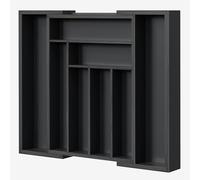 Pipishell Bamboo Cutlery Drawer Organiser - Expandable Cutlery Tray for Kitchen, Adjustable Utensil Organiser for Silverware, Flatware, Knives (Black)
