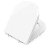 Pipishell D Shape Soft Close Toilet Seat White - Adjustable Stainless Hinges, Quick Release for Easy Cleaning, Simple Top Fixing, Anti-Bacterial & Durable PP Duroplastic Material