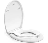 Pipishell Family Toilet Seat Soft Close with Removable Child Seat, Quick Release for Easy Cleaning, Top Fixing, White Toilet Seat with Adjustable Hinges, O-Shaped Family Seat