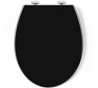Pipishell Soft Close Toilet Seat, Toilet Seat with Quick Release for Easy Clean, Simple Top Fixing, Standard Toilet Seats White with Adjustable Hinges, O Shape Black