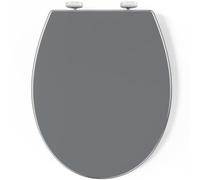 Pipishell Soft Close Toilet Seat, Toilet Seat with Quick Release for Easy Clean, Simple Top Fixing, Standard Toilet Seats White with Adjustable Hinges, O Shape (Grey)