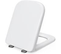 Pipishell Square Toilet Seat Soft Close, Heavy Duty Urea-Formaldehyde Anti-Bacterial with Stainless Adjustable Hinges - Quick Release, Simple Top Fixing, Durable White Toilet Seats (35.1 x46.1cm)