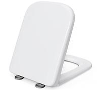Pipishell Square Toilet Seat, Soft Close Seat White with Quick Release, Simple Top Fixing, Heavy Duty UF Material Anti-Bacterial Seats Stainless Adjustable Hinges (35.1 x46.1cm)