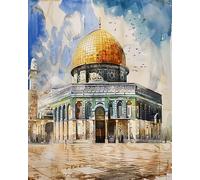 PIPISKY Beginner-Friendly Paint-by-Number Kit,Easy Introduction to Art,Ancient Islamic Mosque(40x50cm,Without Frame)