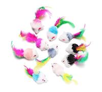 pipisweet 10 Pcs New Plush Cat Mouse Toys Mice Rattle Set Interactive Pet Toy for Kittens Assorted Catnip Toys with Colorful Feather Tail