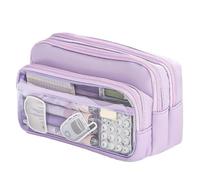pipisweet 2 Pcs Exquisite Transparent Pencil Case Student Large Multifunctional Convenient Stationery Storage Bag(Purple)