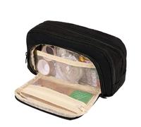 pipisweet 2 Pcs Large-Capacity Multi-Layer Pencil Case, A Simple Multi-Purpose Student Stationery Box and Makeup Storage Bag(Black)