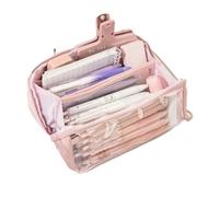 pipisweet 2 Pcs Multi-Functional Large Pencil Bag Multi-Layer Girl School Cases for Students Stationery Holder Bags Pen Case Supplies(Pink)