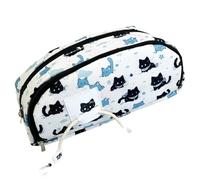 pipisweet 3 Pcs Large Pen Bag Cute Snow Cat Double Zipper Stationery Organizer Multifunctional Pen Box School Office