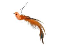 pipisweet Handfree Bird/Feather Cat Wand with Bell Powerful Suction Cup Interactive Toys for Cats Kitten Hunting Exercise(Orange)