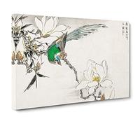 Pipit Bird & White Magnolias by Numata Kashu Canvas Print for Living Room Bedroom Home Office Décor, Wall Art Picture Ready to Hang, 30 x 20 Inch (76 x 50 cm)