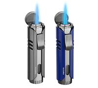 PIPITA 2 Pack Torch Lighter Windproof Butane Gas Lighters Adjustable Jet Single Flame Refillbale Fuel Metal Lighter (Butane Not Included)