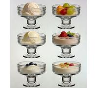 PIPITA 6Pcs Set 220ML/7.5oz Small Cute Footed Tulip Clear Glass Dessert Bowls/Cups - Perfect for Dessert, Sundae, Ice Cream, Fruit, Salad, Snack, Cocktail, Condiment, Trifle and Birthday Party
