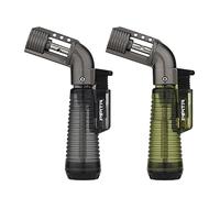 PIPITA Cigar Torch Lighter,2 Pack Refillable Butane gas Single Jet Cigar Lighters,Adjustable Flame, Windproof Firelighters, Pocket lighter for Men Gifts (Without Gas)