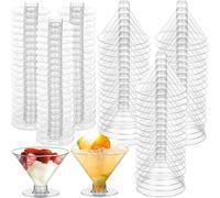 PIPITA Plastic Martini Glasses 5oz/150ml Cocktail Glasses Mini Martini Plastic Cups Dessert PVC Shot Cups for Weddings Party, 50 Pieces (Transparent)