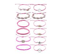 PIPITREE 12Pcs Beach Surfer Wave Bracelets for women, Adjustable Handmade Waterproof Braided String Beaded Anklets Starfish Shell Ankle Bracelet for Women Boho Summer Jewelry, S, Nylon, no gemstone