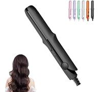 Pipiup Curling Iron,Pipipup Mini Dual Purpose Curling Iron,Hair Curler and Straightener 2 in 1,Portable USB Ceramic CurlingIron for Short Hair and Long Hair for Trave (Black)