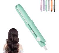 Pipiup Curling Iron,Pipipup Mini Dual Purpose Curling Iron,Hair Curler and Straightener 2 in 1,Portable USB Ceramic CurlingIron for Short Hair and Long Hair for Trave (Green)