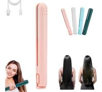 Pipiup Curling Iron - Pipiup Mini Dual Purpose Curling Iron, 2025 Minilocke 2 in 1 Mini Straightener Flat Iron, Portable USB Ceramic Mini for Short Thin Fine Hair (Pink)