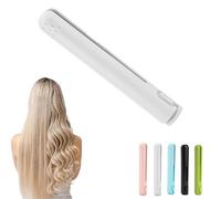 Pipiup Curling Iron,Pipiup Mini Dual Purpose Curling Iron,Portable Ceramic Wireless Auto Rotation Curling Irons,for Short & Long Hair (White)
