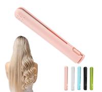 Pipiup Curling Iron,Pipiup Mini Dual Purpose Curling Iron,Portable Ceramic Wireless Auto Rotation Curling Irons,for Short & Long Hair (Pink)