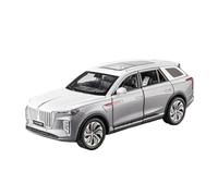 PIPJLCGE Miniature Replica Car Model 1/24 For Hongqi E-hs9 Suv Mini Scale Simulation Alloy Car Model Display Cabinet Ornaments Decoration Scale Die-cast Vehicle(Gray with white)