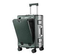 PIPOEI Hard Shell Carry On Luggage, Cabin Suitcase with Cup Holder, Aluminium Suitcase with Wheels, Medium Hardshell Suitcase for Travel and Business Trips (Green, 22'')
