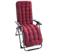 PIPOEI Relaxation Deck Chair Pad Lounger for Travel, 8cm Thick Breathable Deck Chair, Lightweight Sun Lounger for Patio Indoor Outdoor Reclining Cushion - 155x48x8cm(No Deck Chair)(Color:Red Wine)