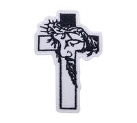 pipomama Christian Cross Iron On Patch Jesus Crist Patches for Clothing Embroidered Applique Patch Badge Sew On Emblem DIY Craft Iron on Patches