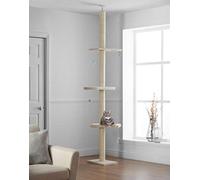 Pippa & Max's Floor To Ceiling Cat Tree 215cm-280cm (Cream) X-Large Activity Scratching Tree, Full Scratching Posts With Large Platforms