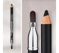 Pippa of London Black Thunder Velvet Soft Powderliner Long Lasting Black Eyeliner Pencil & Eyeliner Brush Combination - Soft Finish Eye Pencil Liner - Water Resistant Eyeliner with Blending Brush
