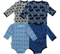 Pippi Baby_Boy's 4er Pack Body mit Aufdruck, Langarm Bodysuit, Blue (Blue 725), 0-3 Months