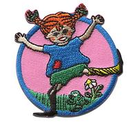 Pippi Longstocking Dances Flower - Iron on Patches Adhesive Emblem Stickers Appliques, Size: 2,36 x 2,44 inches