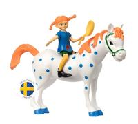 PIPPI LONGSTOCKING TOYS - Pippi and Little Old Man Toy Horse Action Figure, 3-Piece Doll Set, Dolls House People, Sweet Animal Friends Horse Toys for Girls, Toy Horses for 3 Year Olds, 110mm Tall