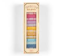 Pippi Post Tumbling Book Stack Game, Wooden Blocks with Colorful Spine Design, 51 Pieces, Classic Stacking Tower Game for Bibliophiles