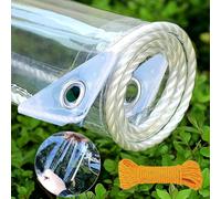PIPRE 1.8m x 2.6m Clear Tarpaulin Waterproof Heavy Duty,PVC Transparent Glass Tarps with Metal Grommets,Protects Against Water,UV-Ray,Tear,Cold Weather,for Deck Porch Patio Canopy
