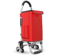 PIPRE 36L Folding Shopping Trolley on 6 Wheels, Lightweight Folding Shopping Cart, Large Shopping Trolleys, Stair Climbing Shopping Cart, Grocery Trolley(Red)