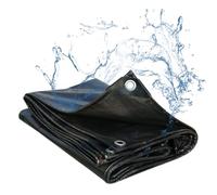 PIPRE Black Tarpaulin 1.2m x 1.5m Waterproof Tarp with Eyelets UV Resistant Multi-purpose for Outdoor 220g/m²