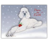 Pipsqueak Productions C588 Poodle White Standard Christmas Boxed Cards - Pack of 10