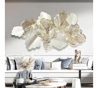 Piptyllite 3D Wall Art Decor Metal Wall Art Modern Home Decor Wall Sculptures Gold Flower Blooming Wall Hanging Artwork Decoration for Living Room Bedroom Luxury Kitchen Gifts,132x72cm