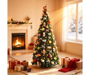 Piptyllite Foldable Telescopic Christmas Tree 1.8M with Teddy Bears