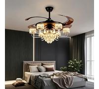 Piptyllite Modern Affordable-Luxury Ceiling Fan Light,Gold Six-Light Ceiling Fan Light,Dimmable LED,Suitable for Small Living Rooms,Black