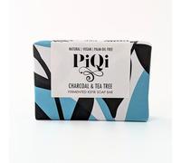 PIQI Kefir Soap Bar Charcoal and Tea Tree - Purifying, Exfoliating, Rich in Lactic Acid, Nourishing, Vegan (Natural, Palm-Oil Free)