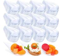 PIQIUQIU Pack of 100 Transparent Plastic Dessert Bowls (10 x 5 cm) - Teardrop Shaped Serving Plates for Appetizers, Parfait & Tasting, Reusable, for Gastro, Party & Catering