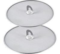 PIQIUQIU Set of 2 Stainless Steel Splash Guards with Foldable Kitchen Handle Kitchen Frying Pan Oil Lid (25 cm + 32 cm)