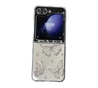 PIQIUZC Clear Case for Samsung Galaxy Z Flip 6,Cute Pretty Butterfly Pattern Galaxy Z Flip 5 Shockproof Phone Cover for Woman (Z Flip 6,Butterfly)
