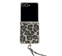 PIQIUZC Cute Case for Samsung Galaxy Z Flip 7,Fashion Glitter Leopard Print Design Phone Cover with Bracelet for Girls Women (Silver)
