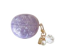 PIQIUZC for Huawei Freeclip Earphone Case,Fashion Exquisite Purple Seashell Design Full Protective Headset Cover for Girls Women
