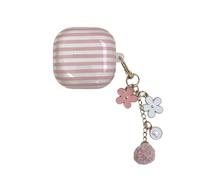 PIQIUZC for Samsung Galaxy Buds4/Buds 4 Pro Case, Cute Stripe Heart Print Hard TPU Shockproof Protective Case with Keychain for Women Girls (Stripe)